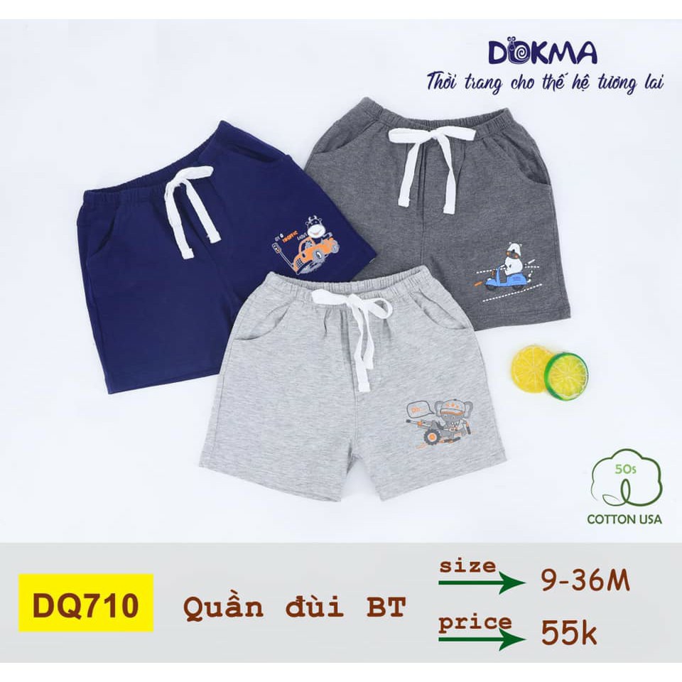 (6-&gt;12 tháng) Quần đùi bé trai DOKMA chất cotton Mỹ cao cấp (DQ710)