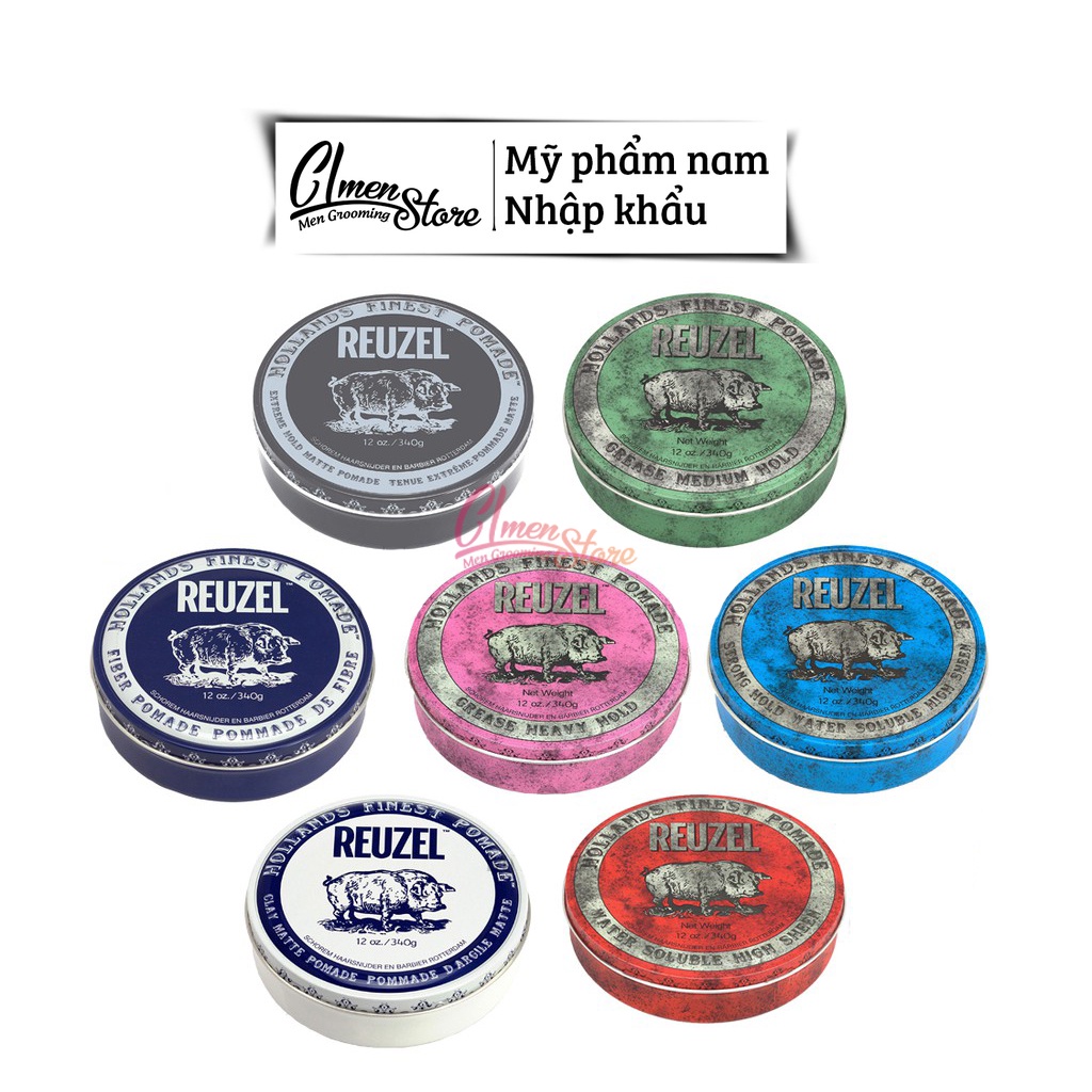 [FULL LINE] Reuzel Pomade tạo kiểu tóc [Blue - Pink - Red - Extreme Hold - Green - Matte Clay - Fiber] - Full size