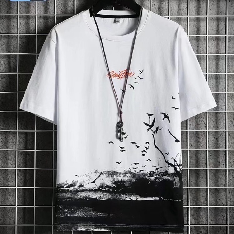 Áo Thun Tay Ngắn Dáng Rộng In Họa Tiết Phong Cách Hip Hop Hàn Quốc Cá Tính Cho Nam