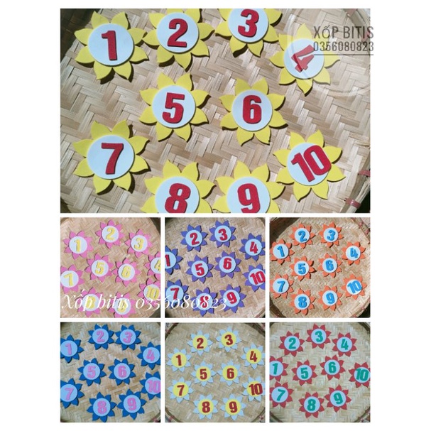 Bộ số từ 1 đến 10 dùng cho trẻ tập đếm 9cm - đồ dùng mầm non
