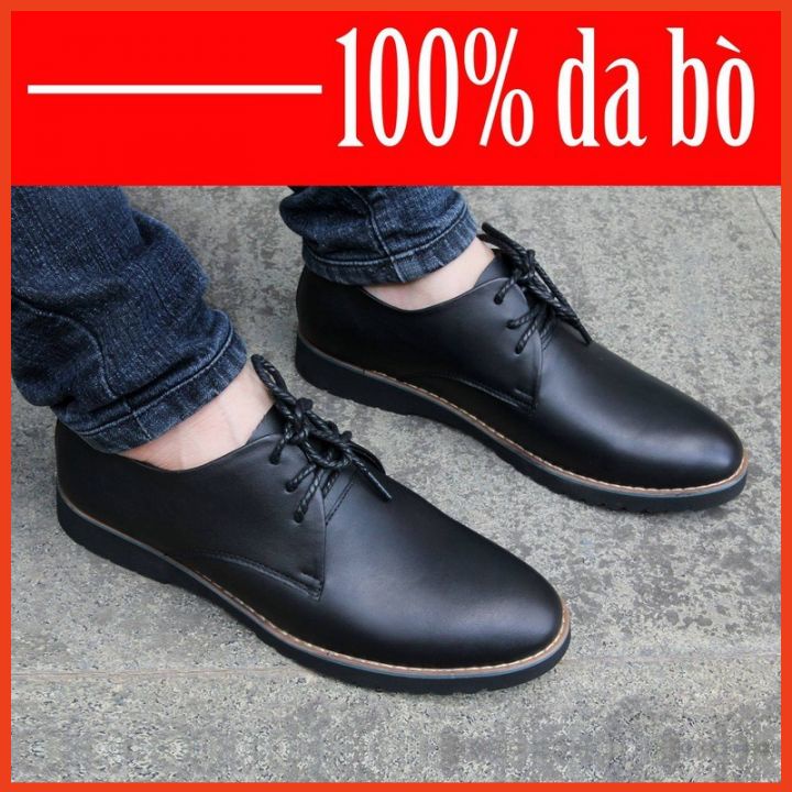 Giày Da Nam Trung Niên Cao Cấp Buộc Dây Da Bò Thật Kiểu Hàn Giày Tây Nam Công Sở Thời Trang Trẻ Trung