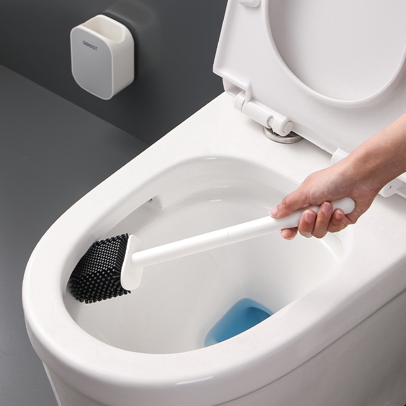 Bộ Cọ Chà Toilet Bằng Silicone Tay Cầm Dài Tiện Lợi Dành Cho Gia Đình