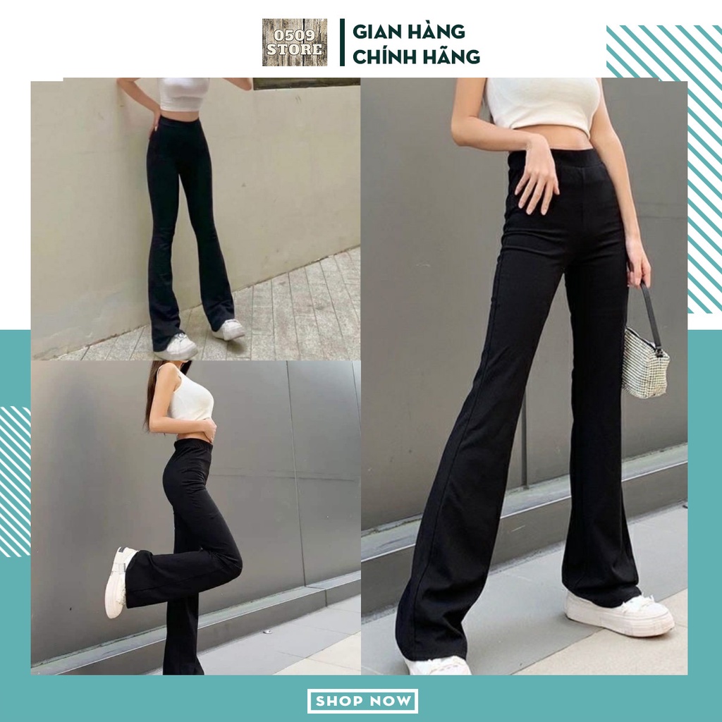 Quần legging ôm ống loe dáng dài, Quần ống loe cap cao dáng dài