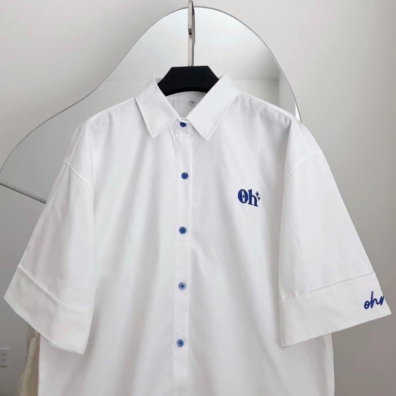 Áo Sơmi Tay Ngắn Nam Nữ Unisex Chữ Thêu OHNIL Oanhstore