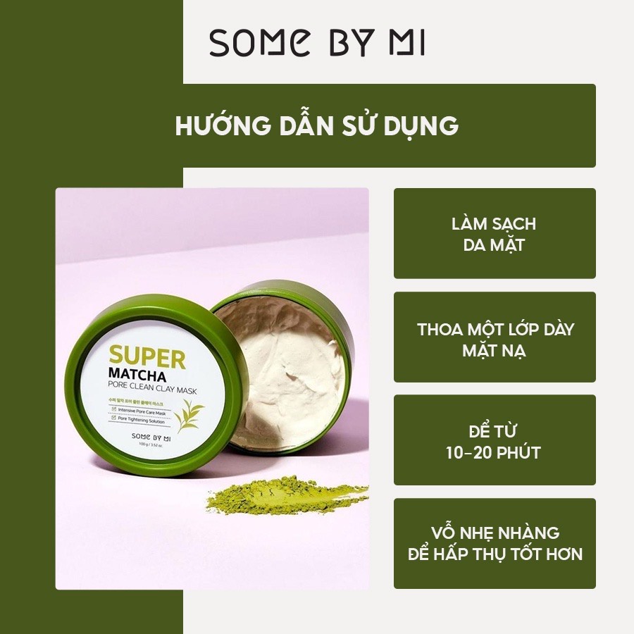 Mặt nạ đất sét trà xanh Some By Mi Super Matcha Pore Clean Clay Mask 100g