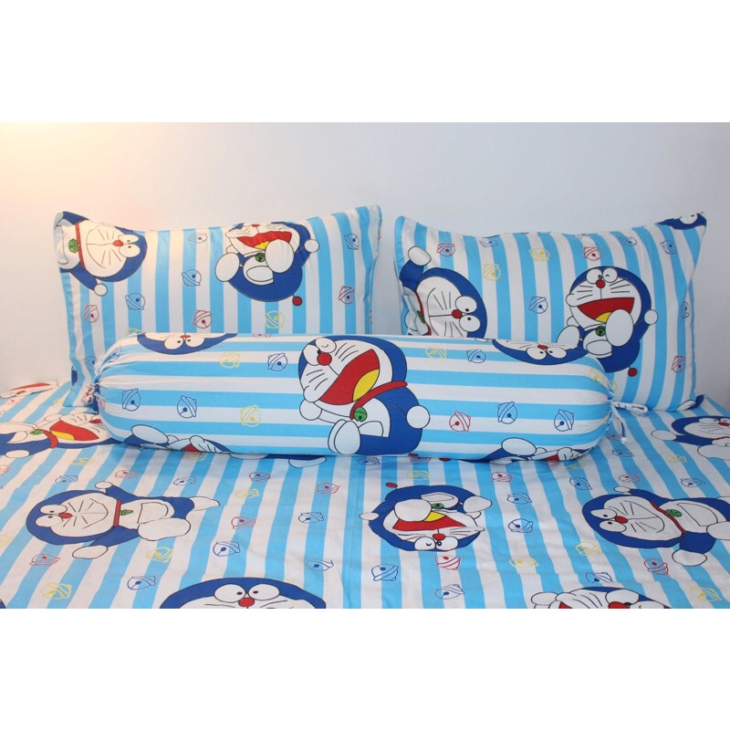 (ảnh thật) drap cotton 100% (mẫu Doremon sọc)