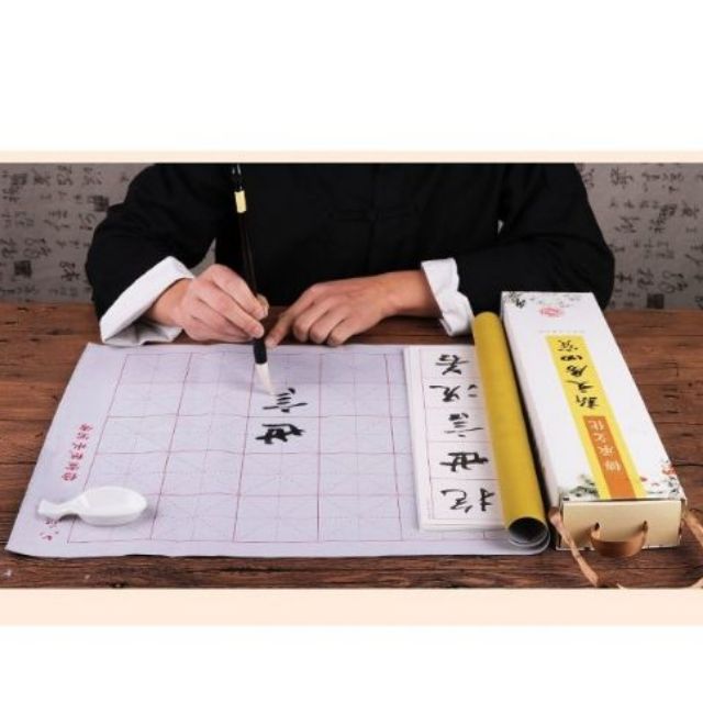 Bộ thư pháp vải ma thuật viết chữ Hán, chữ thư pháp - Bút lông thư pháp + nghiên mực + thẻ bài