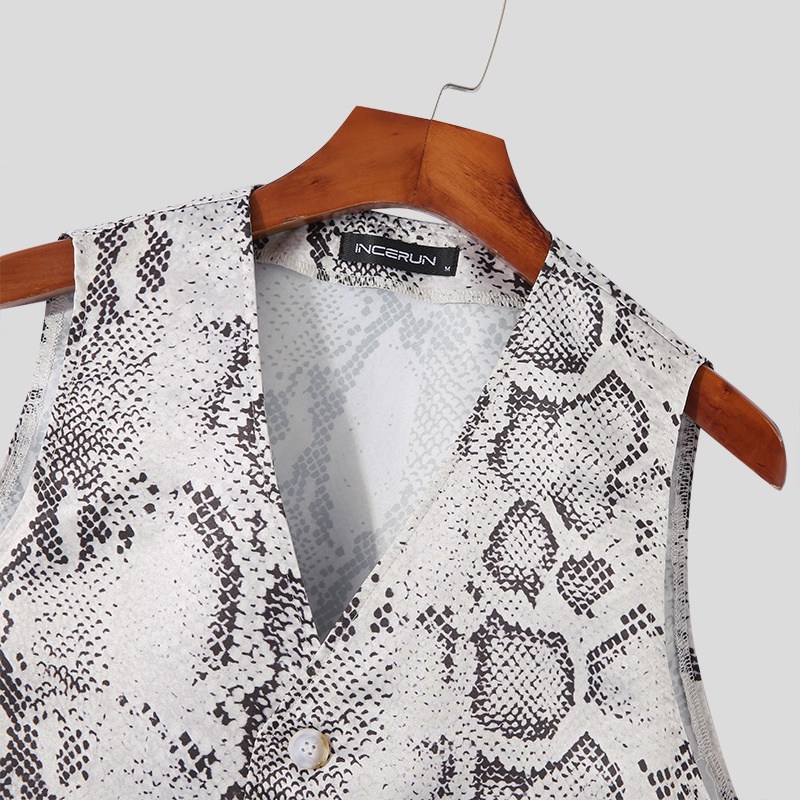 Set đồ 2 mảnh INCERUN gồm áo croptop sát nách và quần dài họa tiết da rắn thời trang cá tính