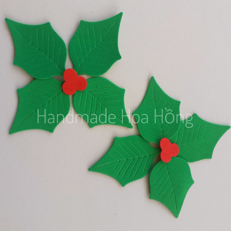 50 lá trang trí giáng sinh - noel, bằng giấy xốp 1mm, 4.9 x 3.2cm - lá trang trí lớp học, giáng sinh, noel, thiệp, lì xì