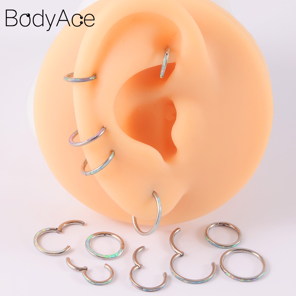 Khuyên Mũi Bằng Thép Không Gỉ Đính Đá Opal 16G Cá Tính