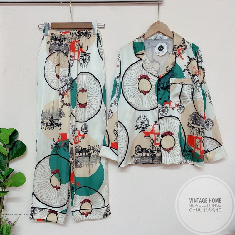 /Đồ Bộ Pijama- Bộ lụa LATIN dài tay chất đẹp hoạ tiết sang chảnh,hàng thiết kế loại đẹp