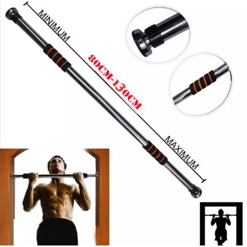 Xà đơn gắn cửa, treo tường. Loại dày, chiều dài từ 80 - 130cm, chịu lực 200kg. Tiện dụng, phù hợp nhiều vị trí trong nhà