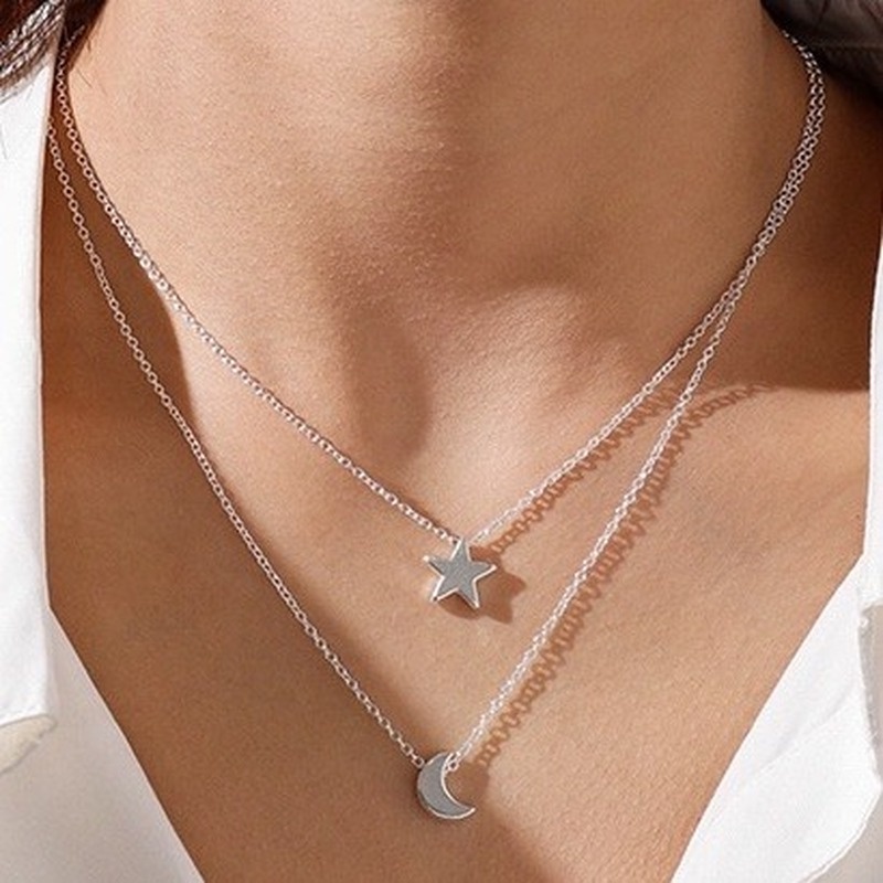 Dây Chuyền Mặt Trăng Và Sao Thời Trang Hàn Quốc 210807