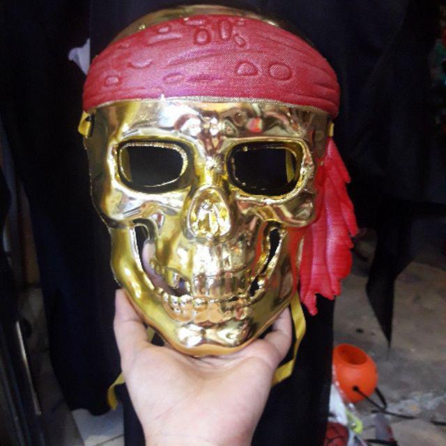 Mặt nạ xương sọ hóa trang Halloween. Màu vàng- bạc