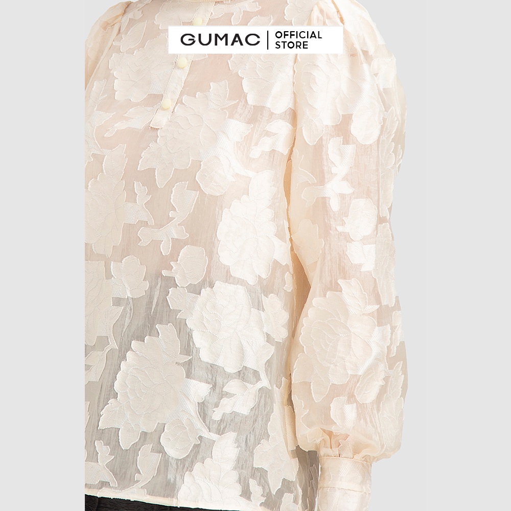 Áo voan hoa nổi cổ tròn AB12012 GUMAC( không kèm áo lót trong) mẫu mới | BigBuy360 - bigbuy360.vn