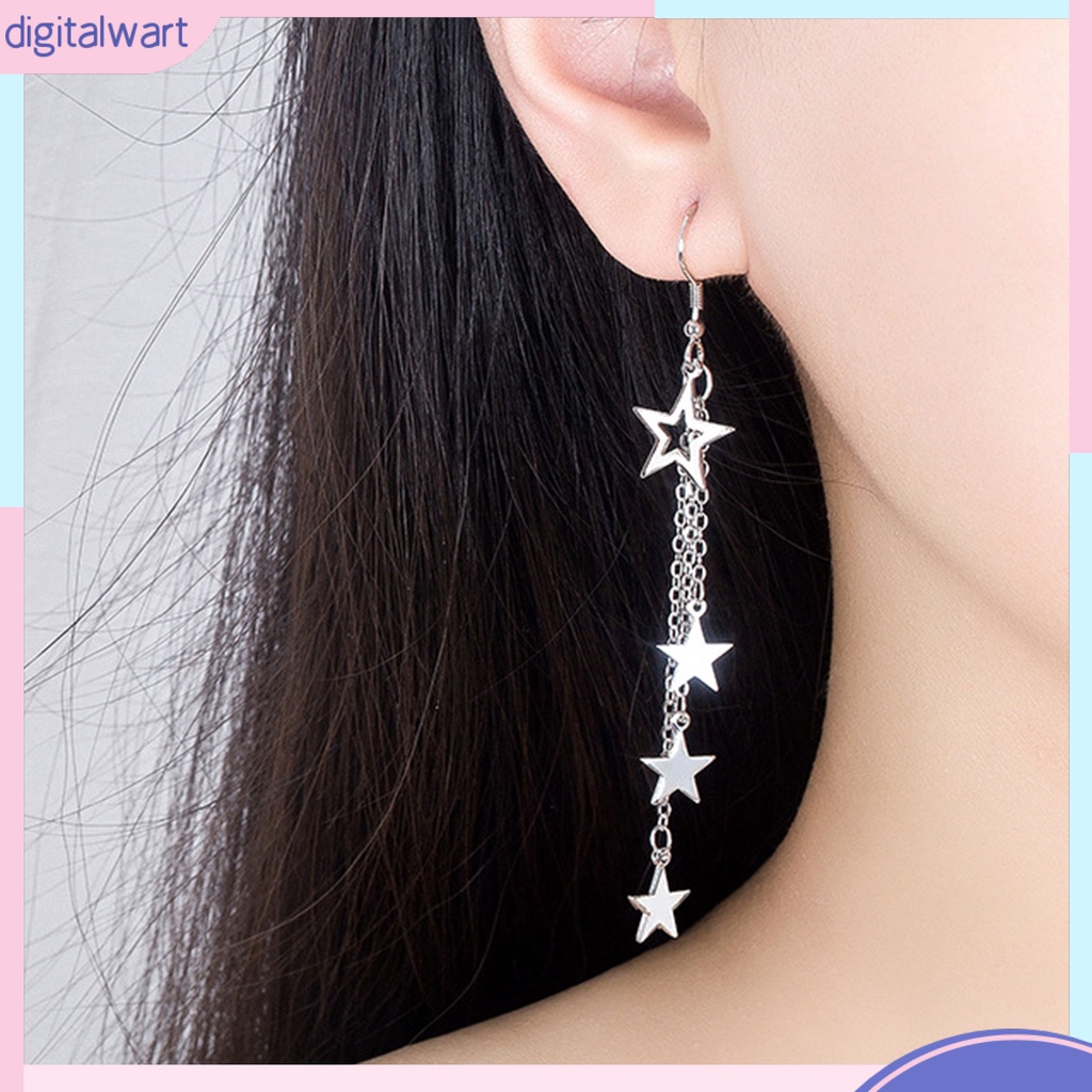 Đôi Khuyên Tai Dài Hình Ngôi Sao Lấp Lánh Thời Trang Cho Nữ