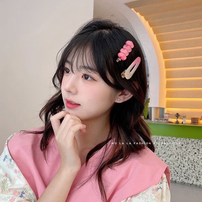 Kẹp Tóc Hình Trái Tim Màu Hồng Dễ Thương Phong Cách Hàn Quốc Cho Bé Gái