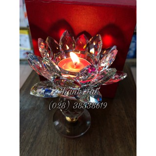 ✨ Đế nến hoa sen pha lê chân cao 16Cm - ( Quy Cách Tính Theo Cái )