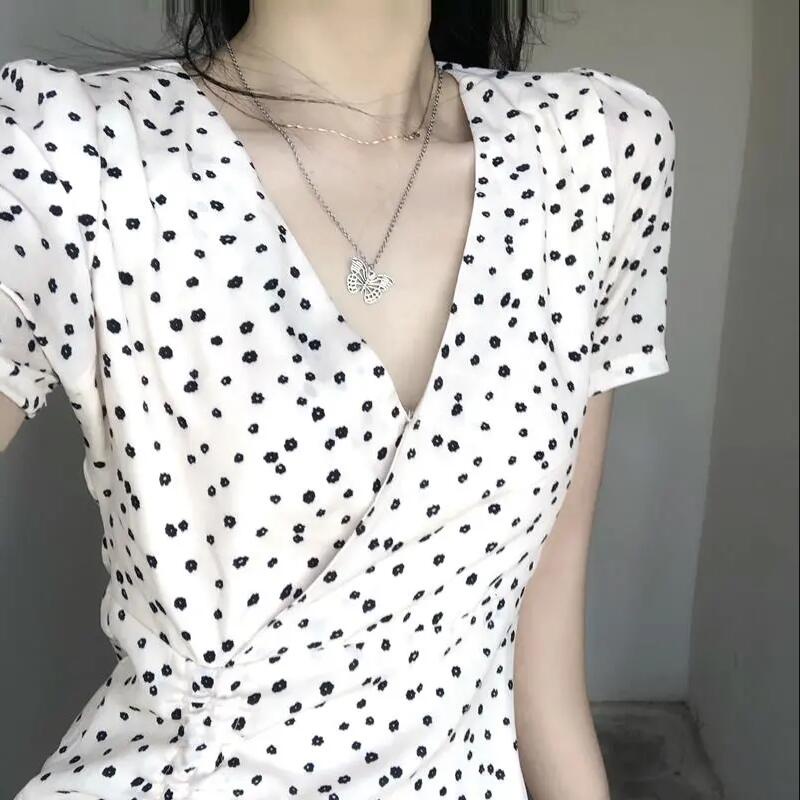 đầm trắng đầm bigsize nữ đầm tay phồng đầm nữ váy hoa nhí vintage váy cổ v váy đi chơi đầm đi tiệc váy tiểu thư sang chảnh