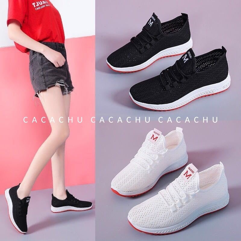 Giày thể thao nữ sneaker đẹp hot trend 2021 chữ M chạy bộ tập gym CACACHU G004, đế siêu êm vải lưới thoáng khí giá rẻ