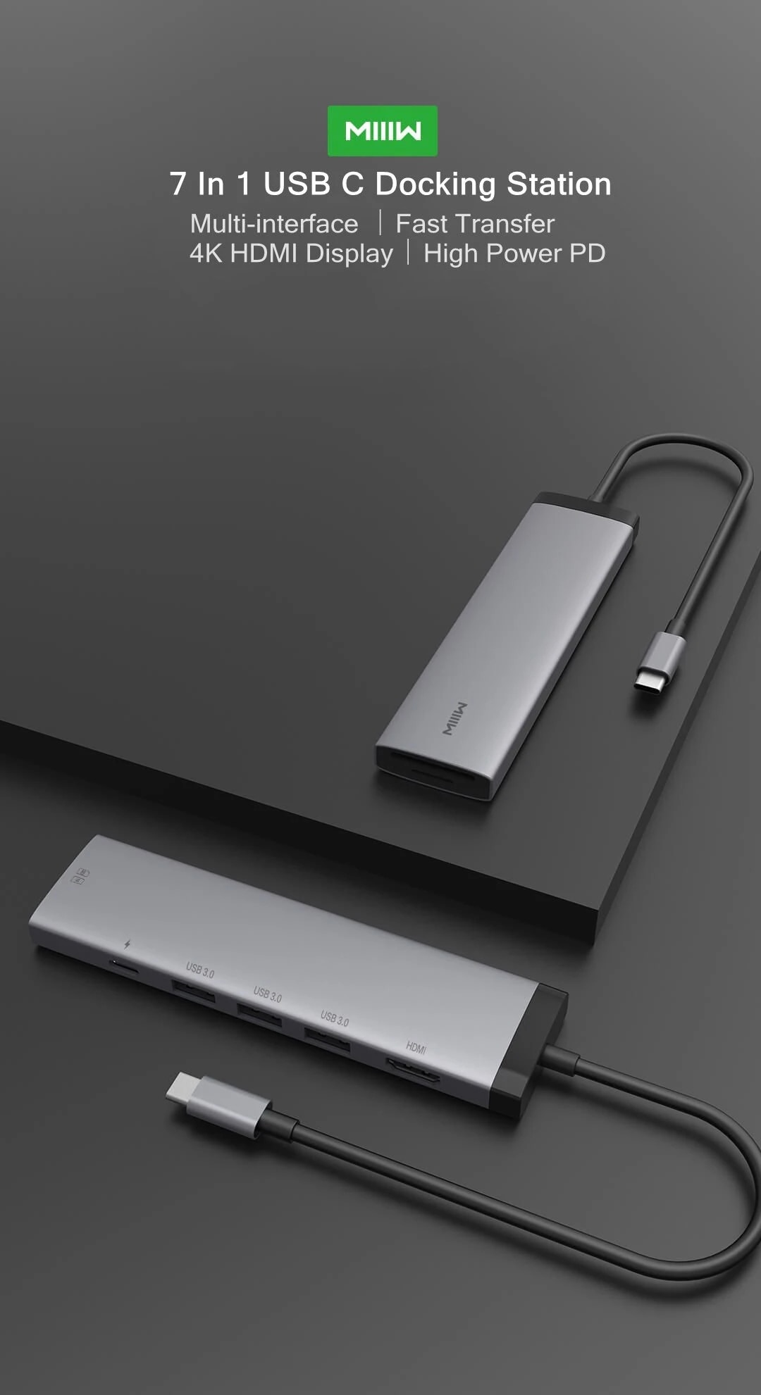 Bộ Chia Cổng Usb-C Hub 7 Trong 1 3 Cổng Usb 3.0 Hỗ Trợ Đọc Thẻ Nhớ Sd 4k | BigBuy360 - bigbuy360.vn