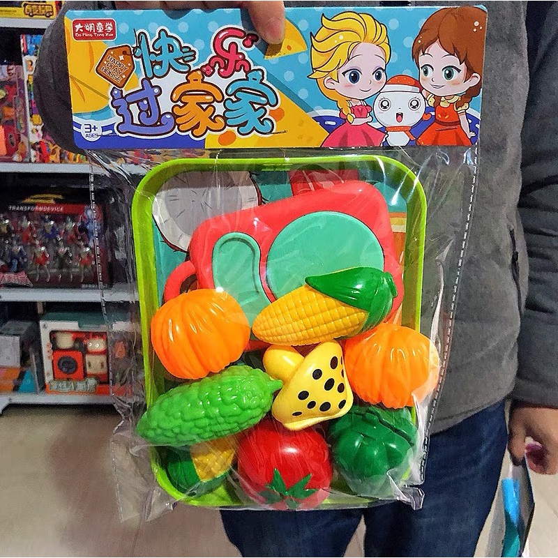 Đồ chơi cắt hoa quả rau củ nhựa có khay đựng cho bé - CQK