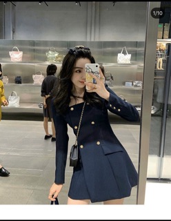 ĐẦM VEST NÚT CỔ VUÔNG (KÈM HÌNH THẬT KÈM CLIP)