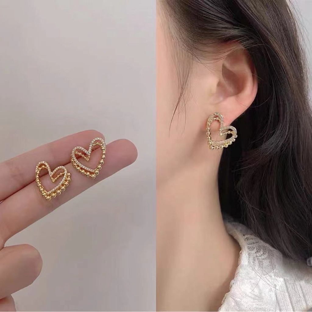 Khuyên Tai Hình Trái Tim Phong Cách Hàn Quốc Thời Trang