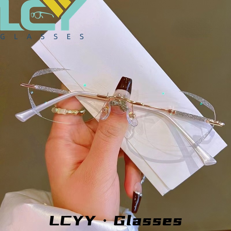 Mắt Kính HD-0 Không Gọng Chống Ánh Sáng Xanh Lam Chất Liệu Kim Loại Thời Trang LCYY2022 Cho Nữ°-5.0°Spot / 6014