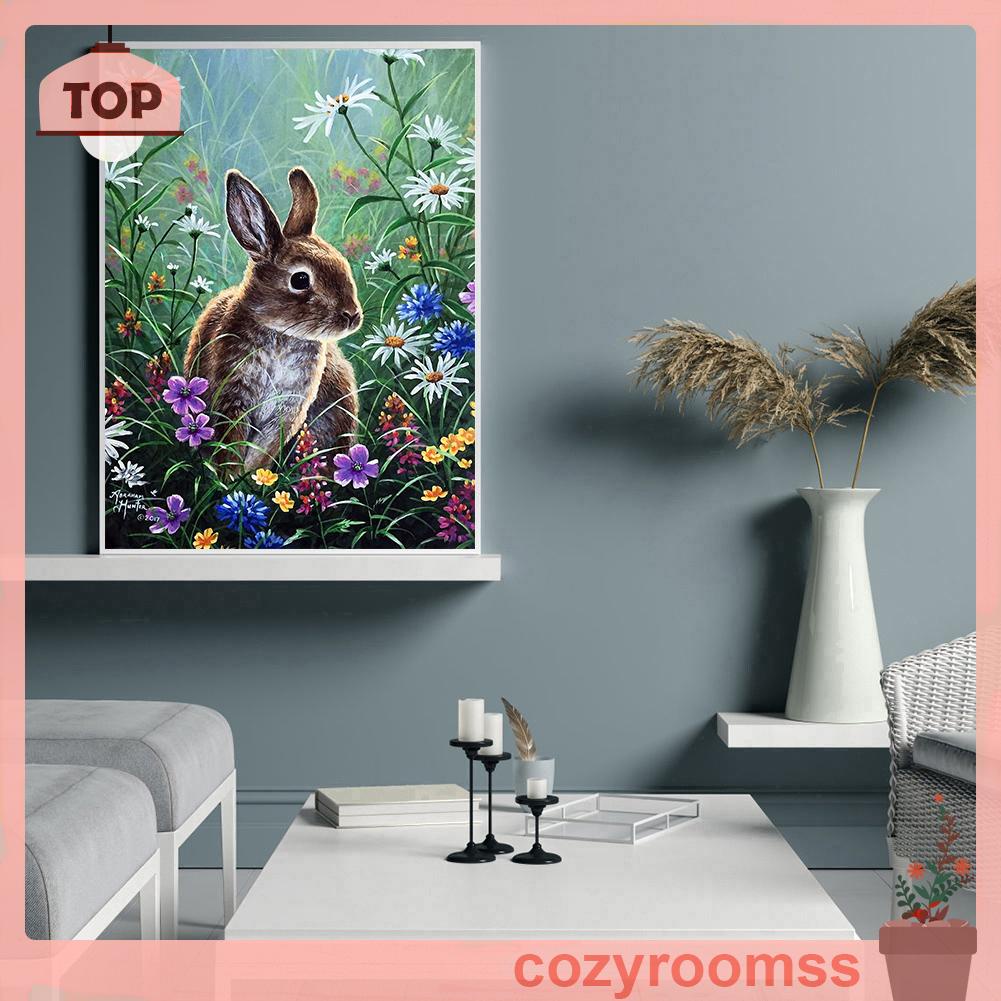 Bộ tranh đính đá 5D DIY toàn bộ hình con thỏ dành cho trang trí nhà cửa làm quà tặng