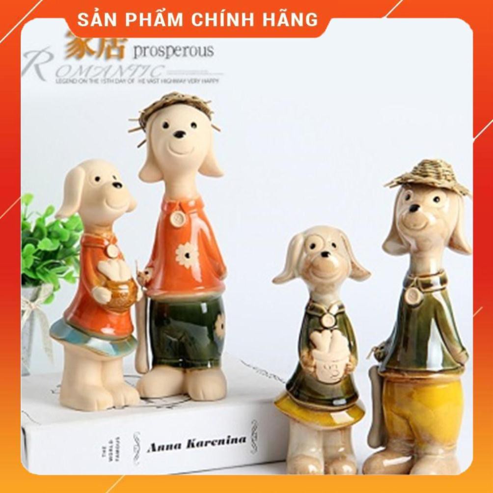 - Đồ gốm sứ trang trí nhà cửa độc đáo ấn tượng Chó Cặp đôi M03
