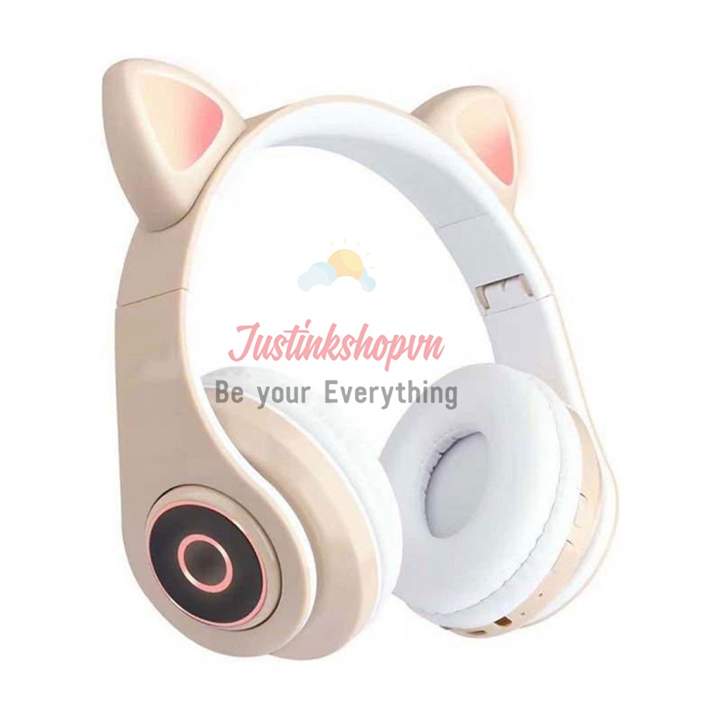 Tai nghe đèn Led tai mèo cat ear dễ thương dùng Bluetooth B39 có dây nối với máy tính, điện thoại, ipad,- JLVQ-4994-TNBT