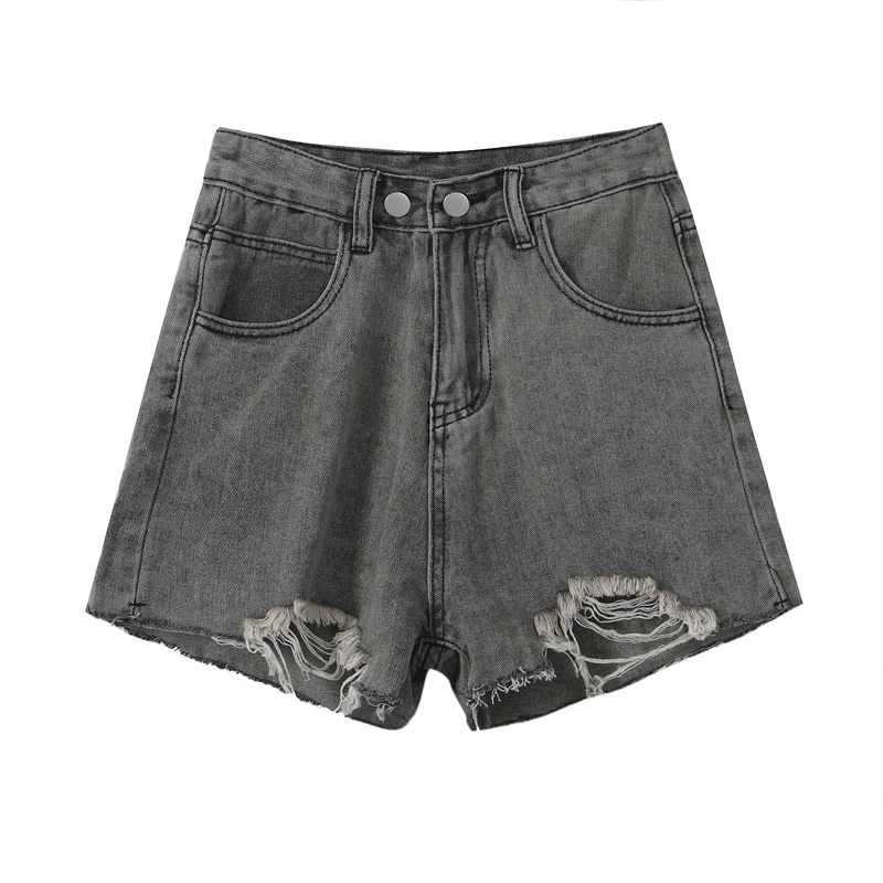 NUZIRO  Quần short denim  lưng cao phong cách Hàn Quốc thời trang mùa hè cho nữ