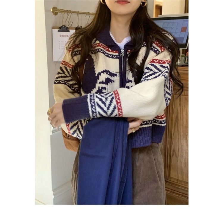 Áo Khoác cardigan Dệt Kim Dáng Ngắn Cổ Tròn Thời Trang Hàn Quốc