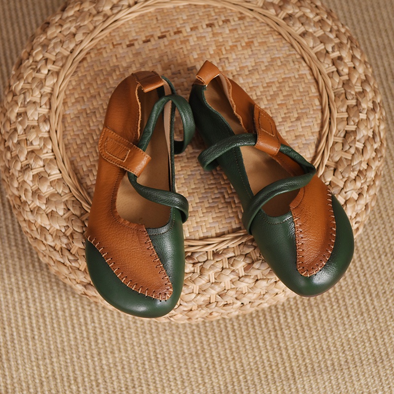 Giày búp bê mũi tròn đế mềm thoải mái phong cách retro thời trang cho nữ