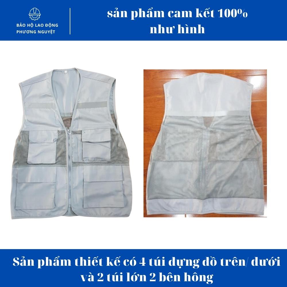 Áo gile bảo hộ, áo bảo hộ lao động chất liệu kaki và vải lưới thoáng mát - 4 túi hộp đựng đồ nhiều màu sắc