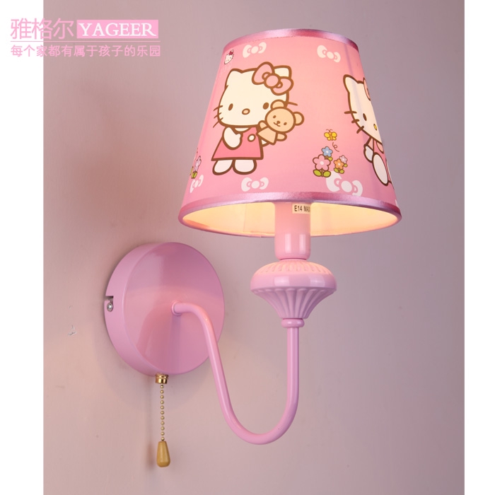 Công chúa phòng ngủ đèn tường màu hồng hello kitty Hello Kitty ngọt ngào phim hoạt hình đèn tường cô gái phòng ngủ đầu g