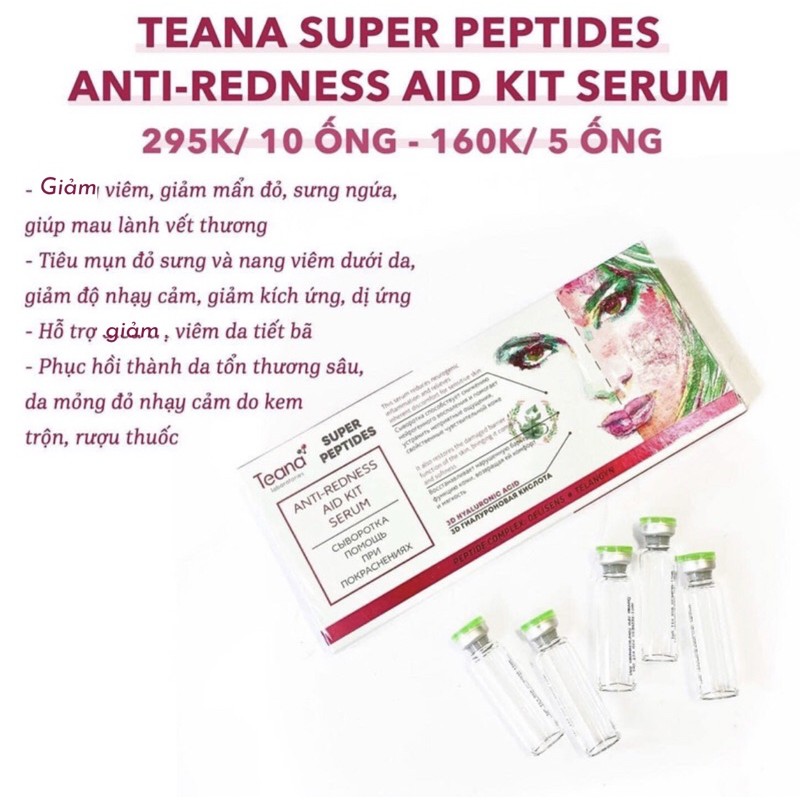 Serum Teana Super Peptides Antiredness giảm sưng viêm, mẩn đỏ, mụn, phục hồi da