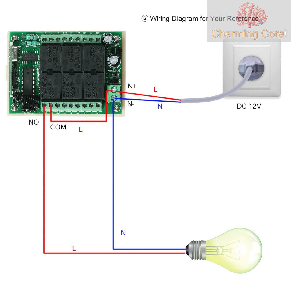 CTOY 433Mhz DC 12V 6CH Channel Universal 10A Relay Wireless RF Remote Control Switch Receiver Module and 3PCS 6 Key RF 433 Mhz Transmitter Fixed Code (2262 Chip) Remote Controls Smart Home Automation