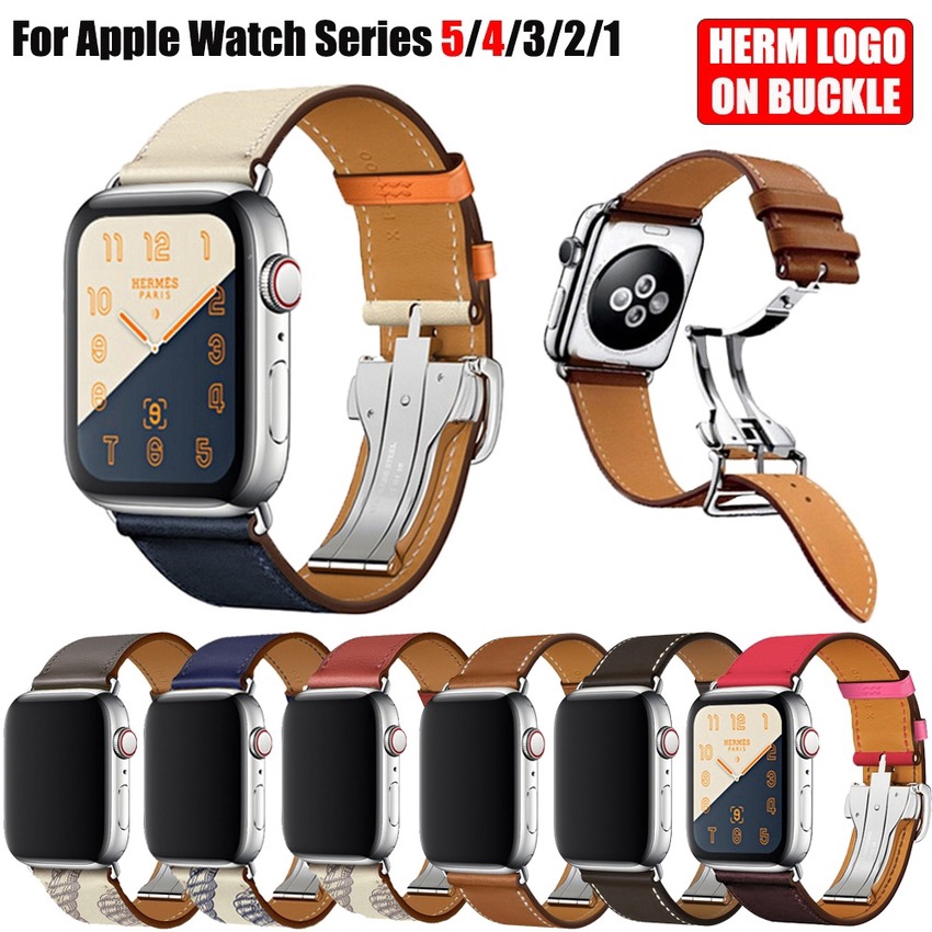 Dây da khóa kim loại dành cho đồng hồ thông minh Apple Watch Series 5 4 3 2 1 iWatch 44mm 40mm 38mm 42mm