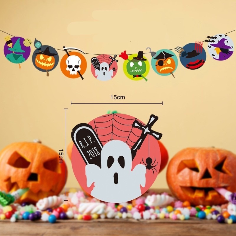 Dây Cờ Treo Tường Họa Tiết Chữ Happy Halloween Trang Trí Nhà Cửa