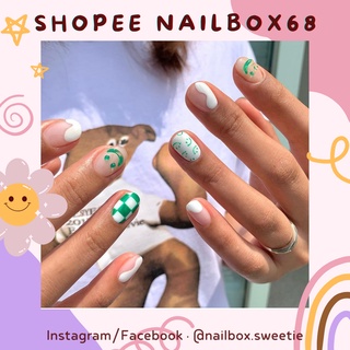 Nailbox - Móng úp thiết kế - Xanh trắng mixmatch Korea Nails