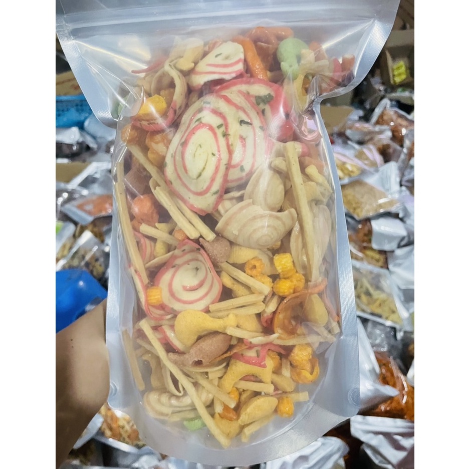500gr Snack Tá lả tẩm vị mix các loại snack thơm ngon