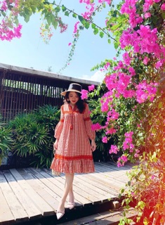 Đầm caro thêu