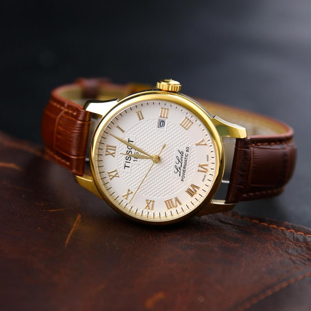 Đồng hồ cơ Tissot dây da cao cấp, Đồng hồ kính tráng shapphire đẳng cấp sang trọng - Bảo hành 12 tháng