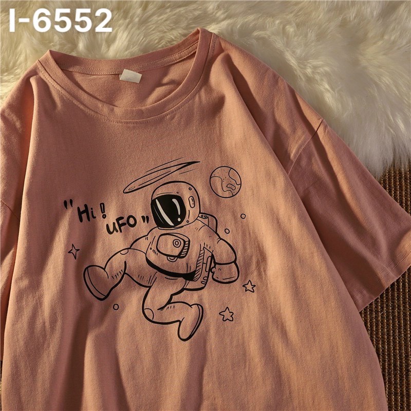 Áo Thun Nữ Unisex Phi Hành Gia Hoạt Hình Cực Đẹp