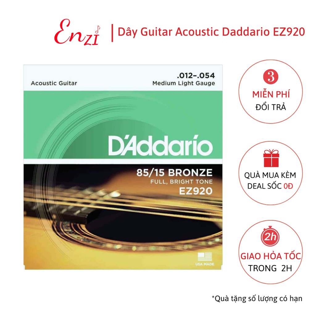 Dây đàn guitar acoustic D'addario EZ920 EXP26 EJ13 EZ910 EZ900 dây guitar sắt chất lượng Enzi