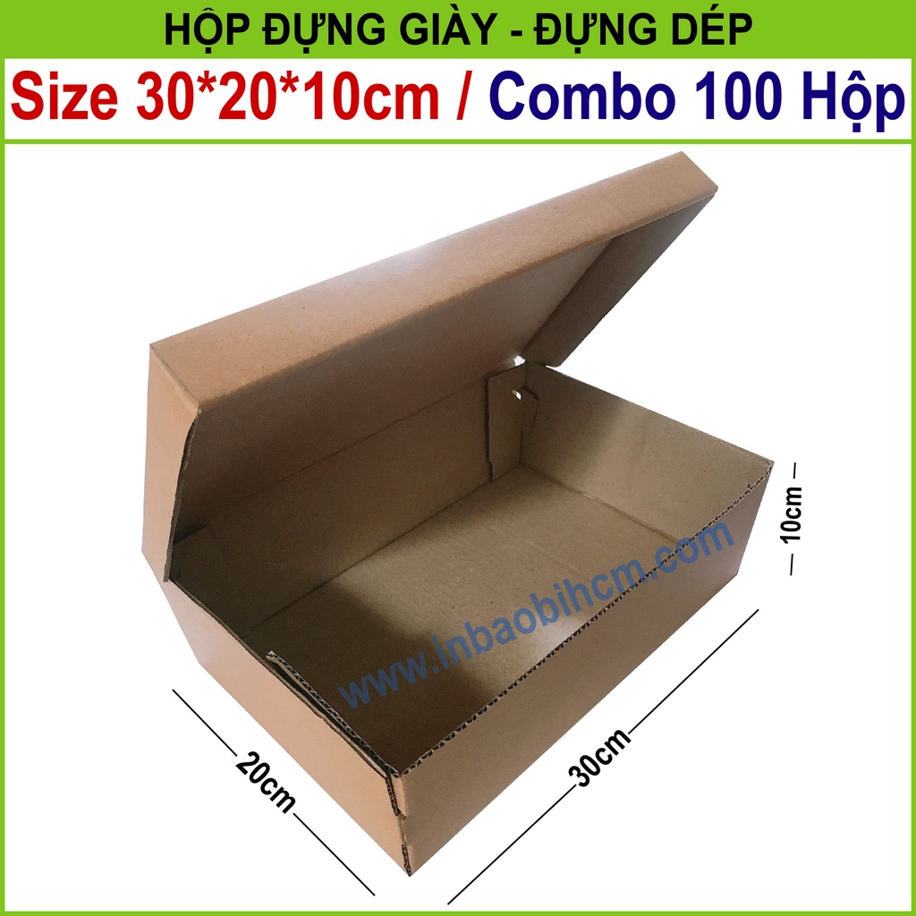 100 hộp giày 30x20x10 cm, Hộp carton dày, Cứng cáp, Chuẩn Ship COD, Thùng carton, Hộp giấy giá rẻ, Inbaobi.HCM