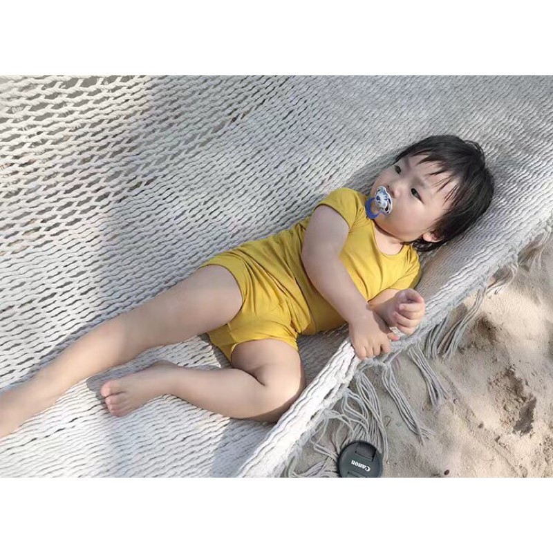 Bộ thun gân chuẩn hãng Minky Mom loại ngắn tay cạp cao cho bé size 100-110cm