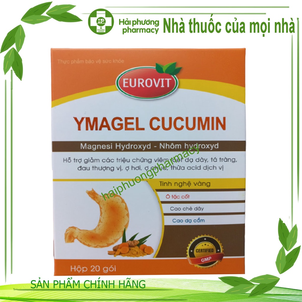 Ymagel Cucumin hộp 20 gói hỗ trợ bảo vệ niêm mạc dạ dày , giảm loét dạ dày tá tràng , đau thượng vị
